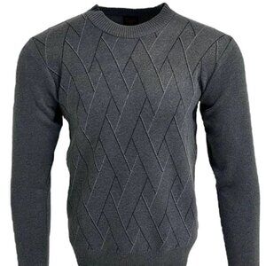 Sugar Grey Knit Argyle Print Sweater